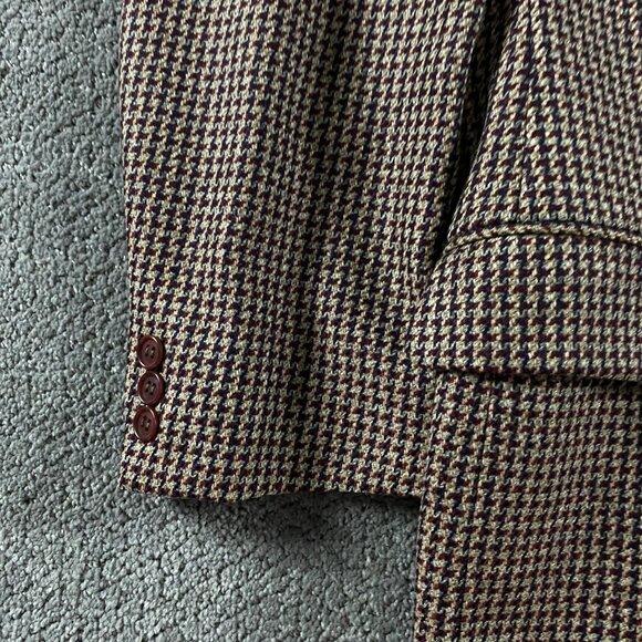 Ermenegildo Zegna Soft Wool Mohair Houndstooth Blazer Men's 44 Red Brown Blue - Picture 5 of 16